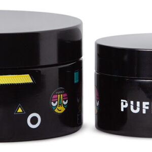 צנצנת אחסון קנאביס שטוחה מזכוכית כהה – Puffiz